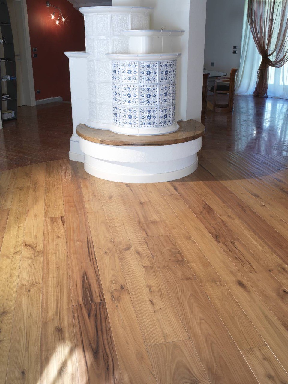 Reclaimed wood plank flooring