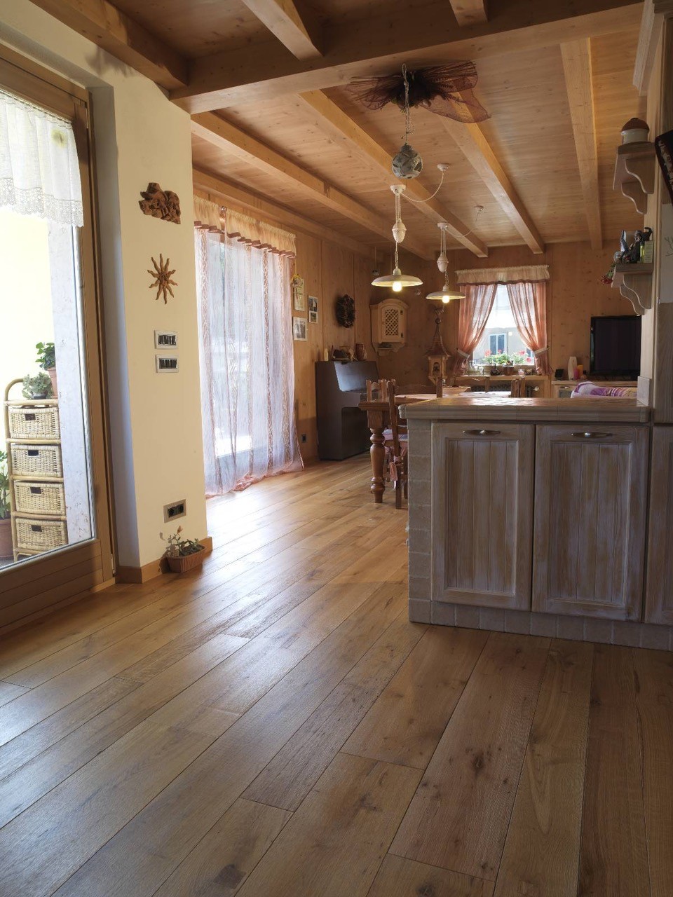 Reclaimed wood plank flooring