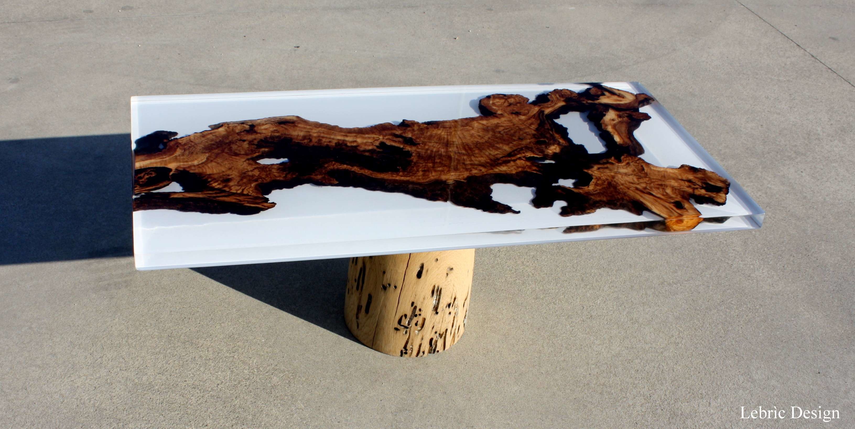 Tavolo design vetro e legno - Milk