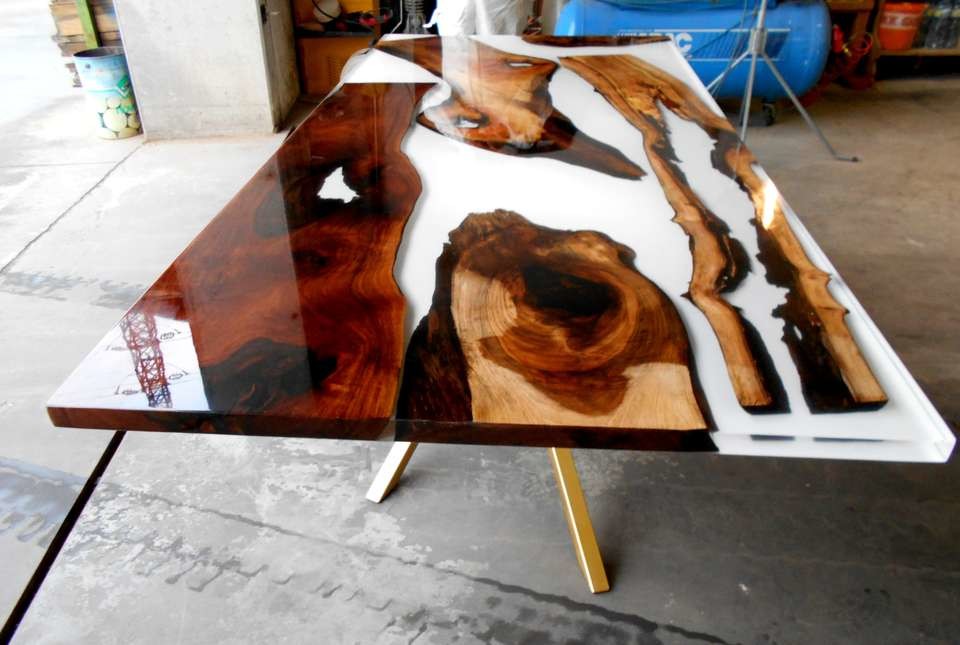 Tavolo design vetro e legno- Milk