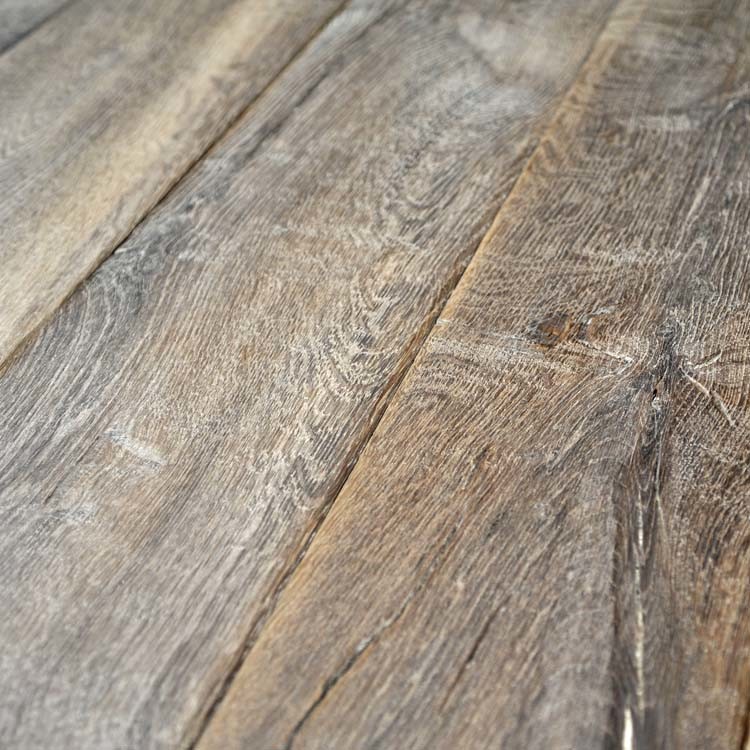 Reclaimed wood plank flooring