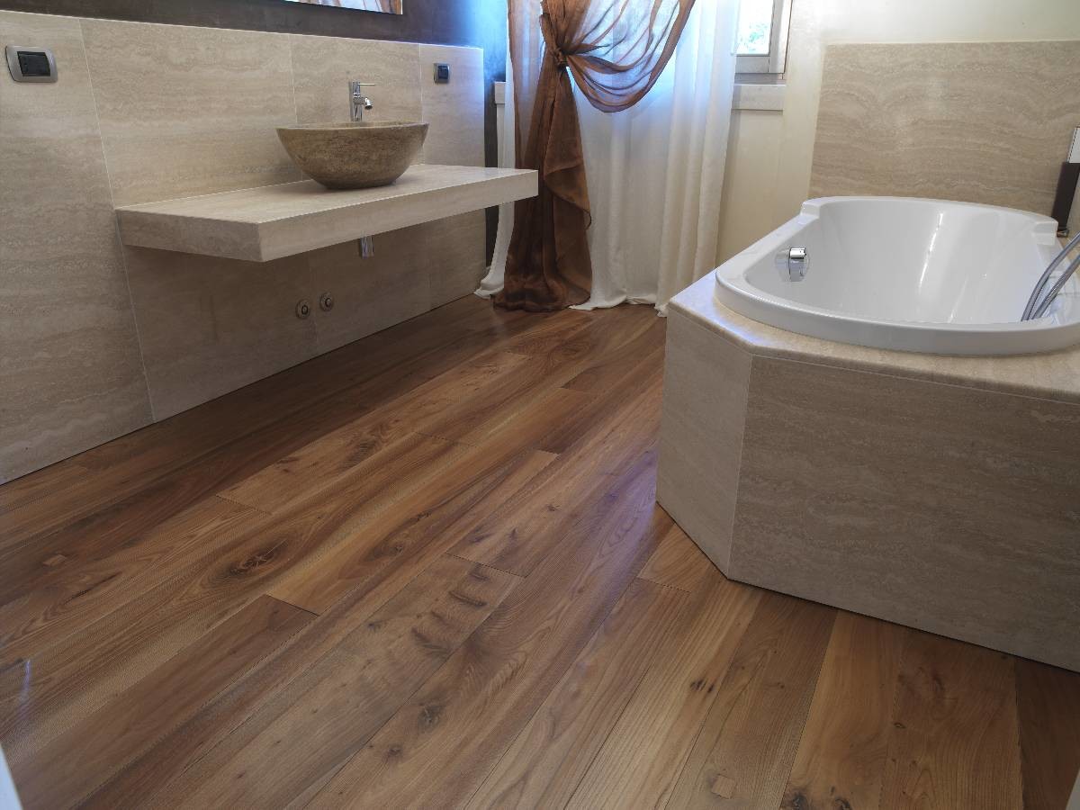 Reclaimed wood plank flooring