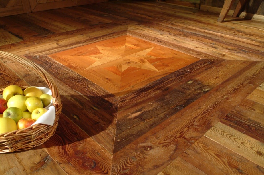 Reclaimed wood plank flooring