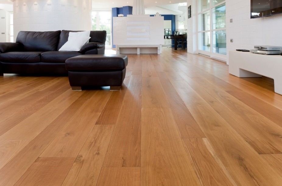 Reclaimed wood plank flooring